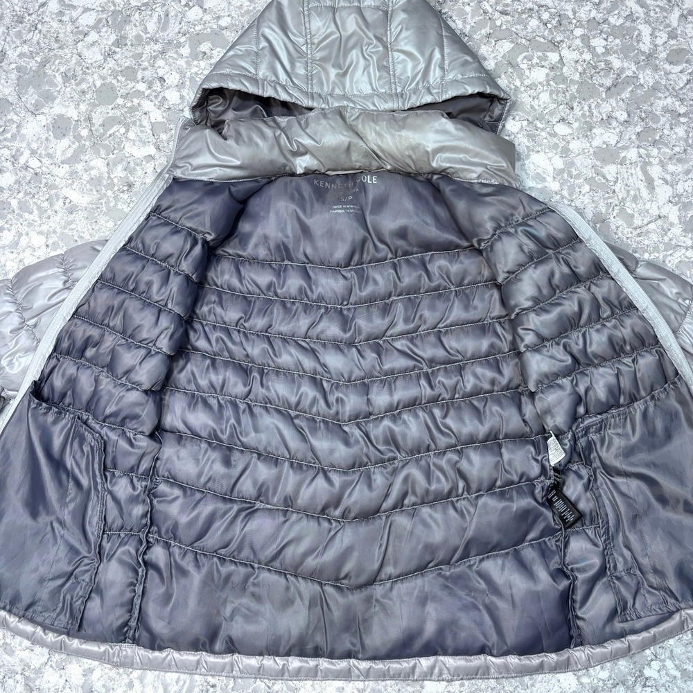 Kenneth Cole New York Women's Silver Hooded Puffer Jacket